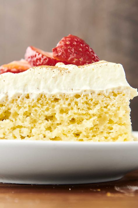 Easy Tres Leches Cake - with Boxed Cake Mix Tres Leches Cake Box Recipe, Tres Leches Box Cake Recipe, Boxed Tres Leches Cake, Tres Leches Box Cake, Cake Mix Tres Leches Cake Recipe, Easy Tres Leches Cake With Box Cake, Tres Leches Cake Recipe With Box Cake, Tres Leches Cake Easy, Tres Leches Cake Recipe Authentic