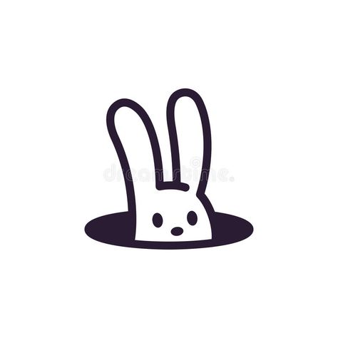 Rabbit in hole. Simple, minimalistic rabbit hole logo. Cute cartoon bunny vector illustration stock illustration Hole Logo, Bunny Vector, Logo Animal, Rabbit Illustration, Bunny Logo, 카드 디자인, Mini Drawings, Cute Easy Drawings, Rabbit Hole