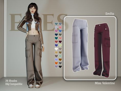 The Sims Resource - Emilia Pants Sims 4 Cc Daily Clothes, Low Waist Cargo Pants, Low Waist Cargo, Low Waisted Pants, Ts4 Mods, Feminine Clothes, Waist Cargo Pants, Low Waist Pants, Sims Clothes