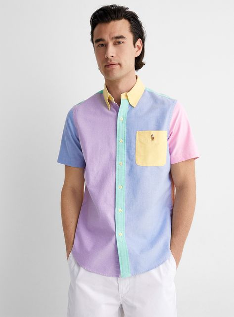 Pastel block Oxford shirt | Polo Ralph Lauren | Shop Men's Patterned Shirts Online | Simons Patterned Shirts, Polo Men, Ralph Lauren Shop, Oxford Shirt, Shirts For Men, Shirt Pattern, Casual Shirts For Men, Shirt Online, Polo Ralph