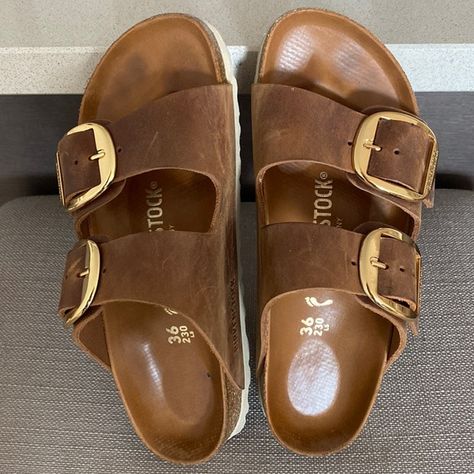 Brown leather Birkenstocks with gold buckle Brown Birkenstocks, Leather Birkenstocks, Outfits For Different Occasions, Europe Clothes, Frock And Frill, Birkenstock Brown, Fashion Shoes Sneakers, School Outfit Ideas, Birkenstock Sandals