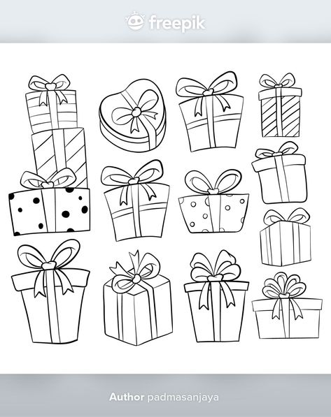 How To Draw Presents, Christmas Presents Drawing, Presents Drawing, Christmas Present Drawing, Present Drawing, Winter Drawings, Bujo Doodles, Bible Activities For Kids, Art Whimsical