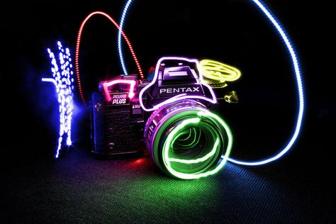 Light Painted Pentax Program Plus Drawing Of Camera, Vision Board Photography, Light And Dark Photography, Graffiti Illustrations, Painting Lighting, Iso Photography, Art With Light, Sony A6500, High School Photography