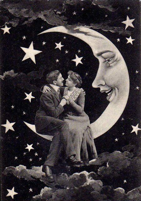 The Coinage of Love Vintage Moon, Moon Photos, Paper Moon, Art Et Illustration, On The Moon, Moon Art, Moon Child, Two People, Vintage Love