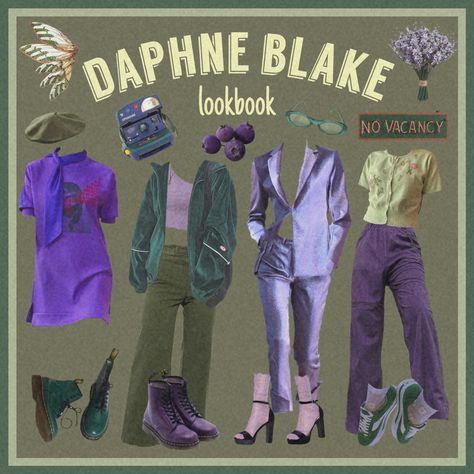 Daphne Scooby Doo Inspired Outfit, Daphne Lookbook, Daphne Blake Outfit Ideas, Daphne Blake Aesthetic Outfit, Theme Outfits For Groups, Cartoon Character Inspired Outfits, Scooby Doo Aesthetic Outfits, Scooby Doo Outfit Ideas, Daphne Inspired Outfit