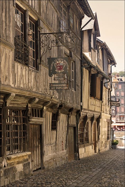 "Rue de la Prison in Honfleur" by Foto Martien on Flickr - Rue de la Prison, Honfleur, France...This street hasn't changed in 500 years. Honfleur France, Age Wood, Best Vacation Destinations, European Street, Medieval Houses, Wood House, Normandy France, Medieval Period, Best Vacations