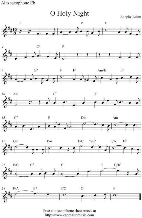 O Holy Night, free Christmas alto saxophone sheet music notes Alto Saxophone Music, Oboe Music, Alto Sax Sheet Music, Penny Whistle, Popular Piano Sheet Music, Alto Saxophone Sheet Music, Piano Songs Sheet Music, Easy Sheet Music, Trumpet Sheet Music