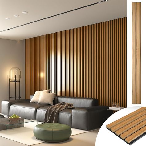 Amazon.com: Art3d 2 Wood Slat Acoustic Panels for Wall and Ceiling - 3D Fluted Sound Absorbing Panel with Wood Finish - Walnut : Tools & Home Improvement Acoustic Wood Panels, Podcast Room, Teak Interior, Veneer Panels, Ceiling Design Modern, Interior Wall Decor, Powder Rooms, Wood Panels, Sound Absorbing