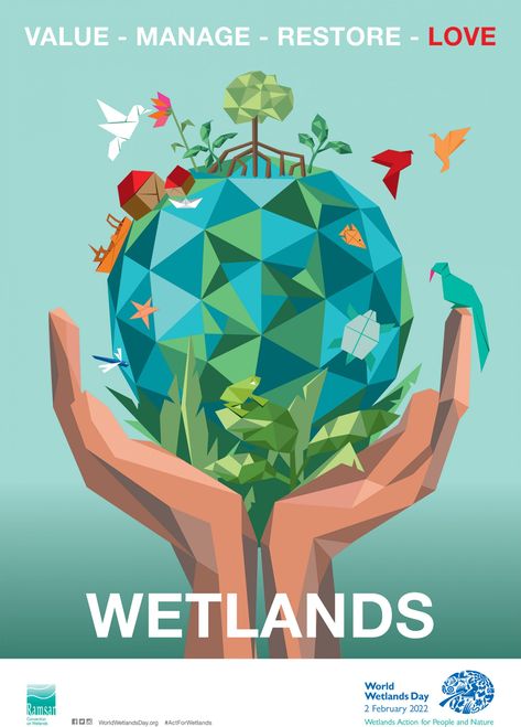 World Wetlands Day poster_EN Graphic Social Media, Iphone Case Handmade, World Wetlands Day, Environmental Posters, Canada Work, World Art Day, Birds Abstract, Figure Sketches, Human Figure Sketches