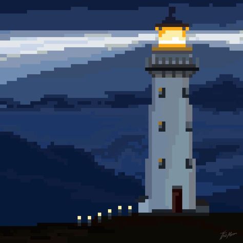 Cape Egmont Lighthouse, New Zealand The Mana Island light was often confused with the Pencarrow light, so it was dismantled and taken to Cape Egmont in 1877. The light shone at Cape Egmont for the first time in August 1881. Crypto Lighthouses are Made in pixel art style. #polygonnft #OpenseaNFT #pixelartnft #pixelart #Lighthouse #cryptolighthouses #themirom #nightlighthouse Flash Characters, Video Game Design, Pixel Games, Beacon Lighting, Sea Level, Island Lighting, Diode, Cn Tower, One Light