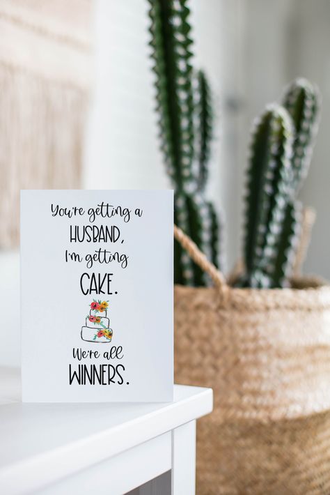 Funny engagement card | sarcastic engagement card | newly engaged greeting card | best friend wedding | bridesmaid gift | bachelorette card Rockstar Wedding, Funny Engagement Quotes, Bachelorette Card, Funny Engagement, Card Best Friend, Engagement Quotes, Engagement Humor, Illustrated Cards, Engagement Card