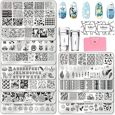 Nail Stamp Kit, Nagel Stamping, Nail Art Stencils, Nail Picking, Diy Nails At Home, Nail Art Stamping Plates, Nail Stamper, Transparent Nails, Nail Art Set