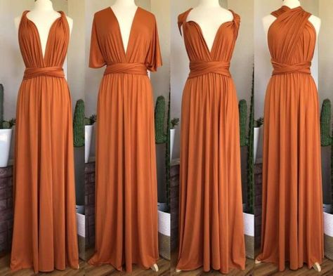 The 50 Best Fall Wedding Trends 2020 [PHOTOS] | Emmaline Bride Terracotta Bridesmaid, Multi Wrap Dress, Wrap Dress Plus Size, Vestido Convertible, Burnt Orange Bridesmaid Dresses, Rust Bridesmaid Dress, Infinity Dress Bridesmaid, Bridesmaid Dresses Floor Length, Coral Bridesmaid