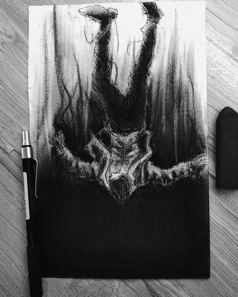 Falling in darkness 🖤🙃 . . . pls Like and follow 🖤 . . #darkart #dark #darkness #art #drawing #charcoaldrawing | Instagram Darkness Sketch, Falling Into Darkness, Falling Drawing, Pen Work, Wall Drawing, Dark Mark, November 8, Body Drawing, Dark Places