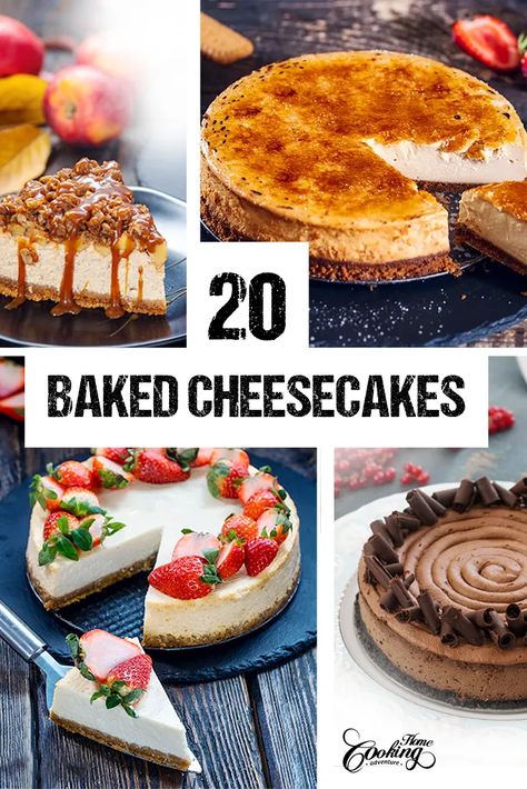 20 Baked Cheesecake Recipes Baked Cheesecake Flavours, Cheesecake Recipes Flavors, Baked Cheesecake Recipes, Caramel Apple Crisp Cheesecake, Cheesecake Slices, Easy Chocolate Cheesecake, Cheesecake Baked, Caramel Apple Cheesecake Bars, Caramel Apple Crisp