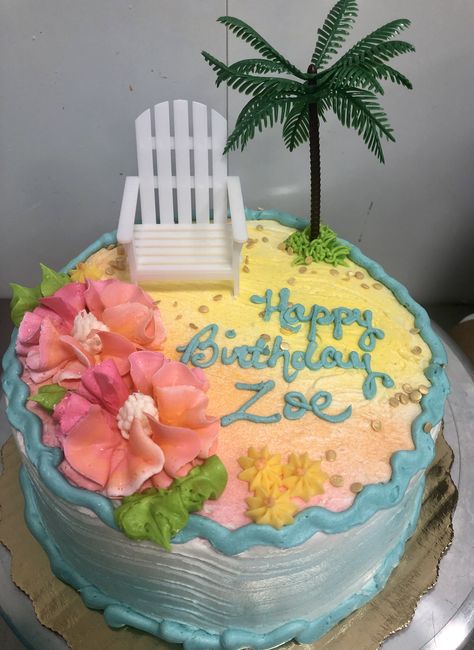 Hawaii Birthday Cake, Luau Party Cakes, Hawaiian Birthday Cakes, Tropical Birthday Cake, Summer Birthday Cake, Hawaii Cake, Beach Birthday Cake, Beach Theme Birthday, Ocean Cakes