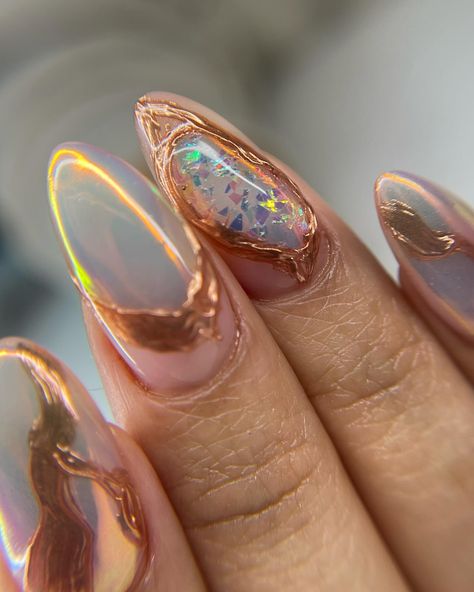 Galactic Nail Designs, Opal Nail Designs, Geode Nail Art, Geode Nails, Opal Nails, Inspiration Nails, This Little Piggy, Nails 2024, Nails Nails