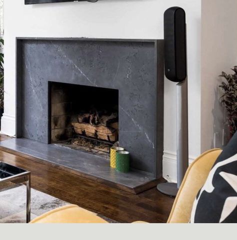 Gas Fireplace Surround, Modern Fireplace Mantel, Fireplace Diy, Fireplace Redo, Stone Fireplaces, Faux Fireplace Diy, Floor Renovation, Living Room Renovation, Rocky Point