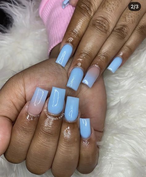 Short Acrylic Nails Blue Design, Light Blue Square Nail Designs, Sky Blue French Tip Nails Square, Sky Blue Nails Short Square, Medium Square Acrylic Nails Simple Blue, Light Blue Nails Black Women, Sky Blue Nails French Tip 1.5, Nails Baby Blue, Toes Ideas