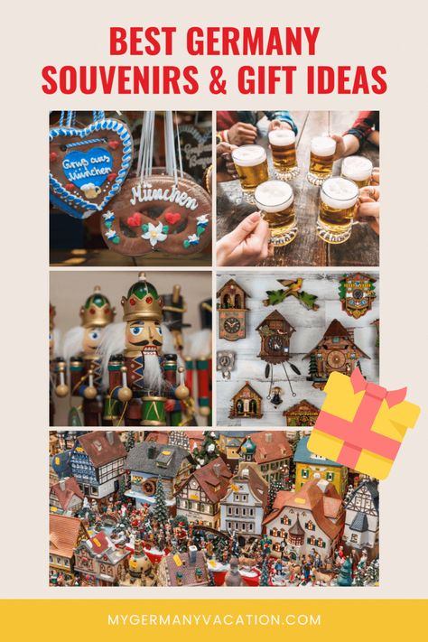 If you’re planning to visit Germany you might be wondering how you can take a piece of Germany home with you. Or maybe you’re looking for fun things to bring home for family and friends. Or perhaps you’re looking for a Germany-inspired gift to buy before or after your trip to Germany. From beer steins, Christmas decorations, cuckoo clocks, traditional snacks, our guide has the best German gift ideas and souvenirs to give to your loved ones! Souvenirs From Germany, Manheim Germany, German Souvenirs, Gift Shop Displays, Trip To Germany, Souvenir Ideas, German Wine, Germany Vacation, Cuckoo Clocks