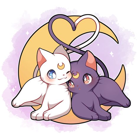 Luna Artemis, Sailor Moon Cat, Saylor Moon, Sailor Moon Tattoo, Luna And Artemis, Sailor Moon Luna, Fanart Illustration, Idee Cricut, Moon Icon