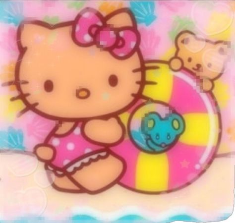 Hawaii Hello Kitty Pfp, Hello Kitty Gyaru, Gyaru Hello Kitty, Beach Gyaru, Tropical Girl, Vintage Americana, Beach Photos, Hello Kitty, Kitty