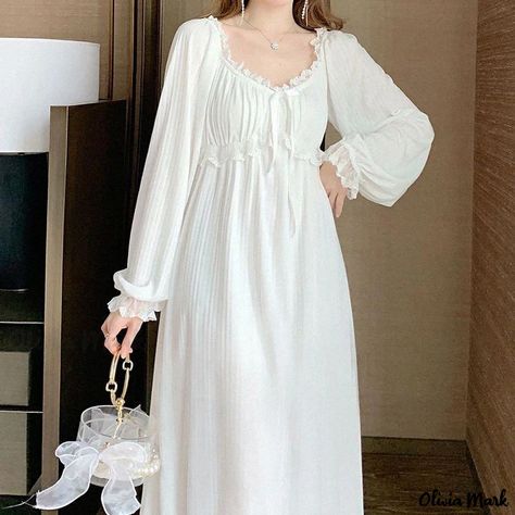 Olivia Mark - Comfortable Royal Nightsuit White Nightdress, Cotton Nightgown, Lace Nightgown, Women's Nightgowns, Nightgowns For Women, Women Nightwear, Princess Style, Women Sleeve, Nightgowns