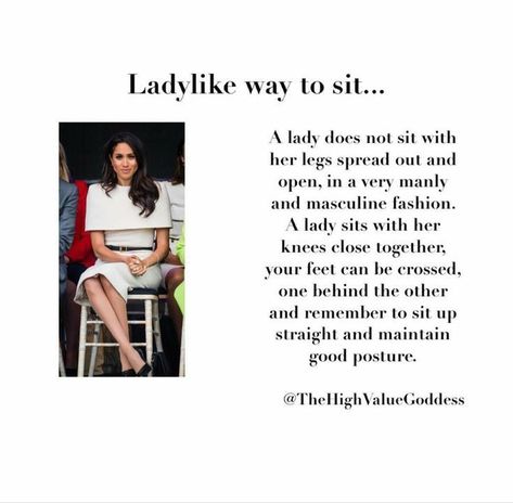 Sitting Etiquette Women, Lady Ettiquite, How To Act Like A Lady, Elegant Etiquette, Ladylike Etiquette, Etiquette For A Lady, Elegance Tips, Classy Tips, Ettiquette For A Lady