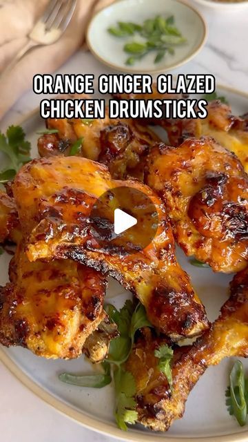 Carmen Spillette on Instagram: "Orange Ginger Glazed Chicken Drumsticks are crispy, sticky, and a little spicy. They are butterflied and glazed to perfection. You only need 30 minutes. I love butterflying my chicken drumsticks. It cooks more evenly and faster. Its the only way to go - IMO Air fry or bake. This depends on how many chicken drumsticks you are making. I prefer the air fryer for my family. But, you do you friend! ➡️ Full recipe is on my website www.eatwithcarmen.com https://www.eatwithcarmen.com/orange-ginger-air-fryer-chicken-drumsticks/ ➡️ link in bio ➡️ COMMENT - ORANGE CHICKEN - to get the full recipe in your dms Enjoy! #airfryerchickendrumsticks #airfryerchicken #orangechicken #easyrecipeideas #chickendrumsticks" Ginger Glazed Chicken, Glazed Chicken Drumsticks, Baked Orange Chicken, Cholesterol Foods, Low Cholesterol Recipes, Drumstick Recipes, Glazed Chicken, Low Cholesterol, Chicken Drumsticks