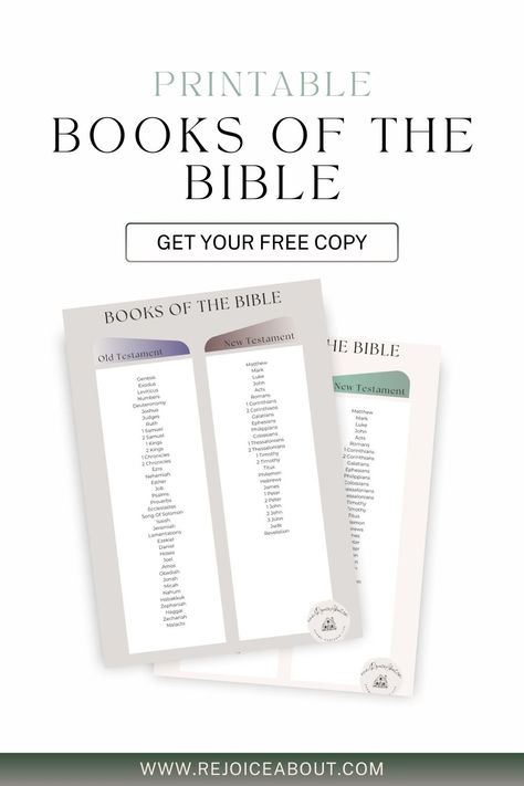 Download this beautiful books of the Bible list to use for learning and decor. Books Of The Bible Printable, 2 Thessalonians, Bible Resources, Bible Printables, 2 Samuel, Memorization, Beautiful Books, Song Of Solomon, 2 Timothy