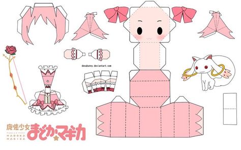 Madoka Chibi, Anime Papercraft, Papercraft Templates Printables, Akemi Homura, Paper Doll Printable Templates, Kawaii Crafts, Anime Paper, Paper Dolls Diy, Paper Toys Template