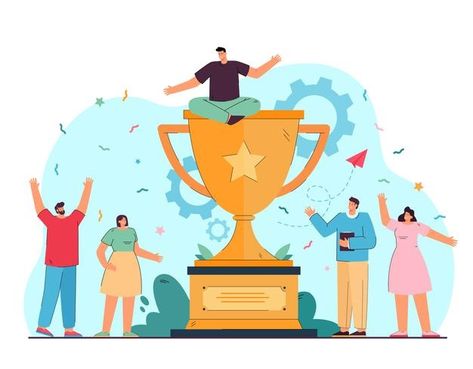 Free Vector | Gold trophy prize cup on podium illustration Award Ribbons, Happy Employees, Celebrating Success, Sketch Icon, Team Success, Event Poster Design, Website Illustration, Adorable Kitten, Gold Cup