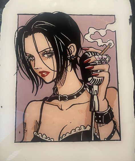 Nana Painting, E Girl Aesthetic, Nana Osaki, Collage Drawing, Room Design Bedroom, Art Tutorials Drawing, Glass Painting, Drawing Tutorial, Art Tutorials