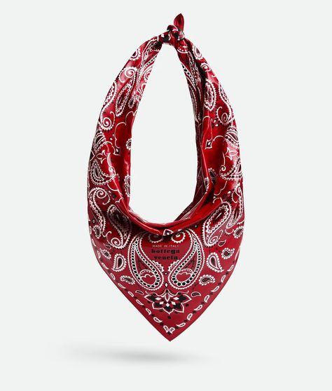 2024 Bandana Hand-Bag by Bottega Veneta Foulard Top, Apple Candy, Bucket Handbags, Straw Bags, Bandana Print, Mini Handbags, Personalized Accessories, Printed Leather, White Shop