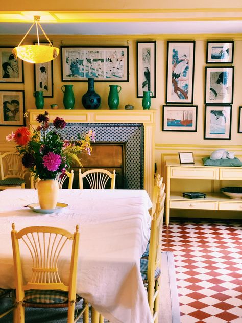 Monet House, Claude Monet House, Giverny France, Dining Room French, Yellow Room, Maximalist Decor, Green Colour Palette, Yellow Kitchen, Interior Furniture