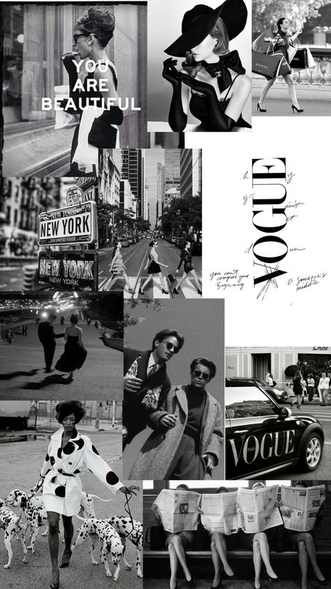 Black And White Magazine Aesthetic, Black And White Vogue Covers, Vogue Aesthetic Wallpaper, Black And White High Fashion, Black And White Mood Board, Black And White Vogue, Black White Photo Wall, Fashion Magazine Aesthetic, Dove Campaign