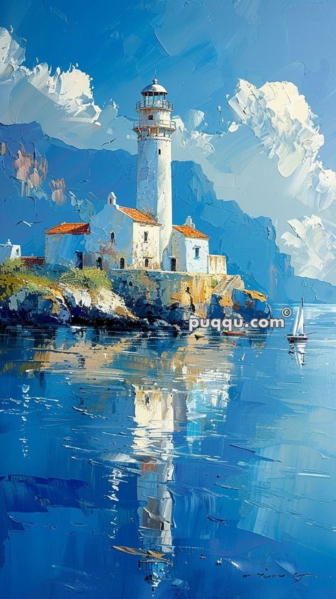 Lighthouse Drawing: Coastal Art Inspiration Sea Art Painting, Lighthouse Drawing, Coastal Artwork, Lighthouse Painting, Lighthouse Art, Cabin Art, Sailboat Painting, Painting Canvases, Boat Painting