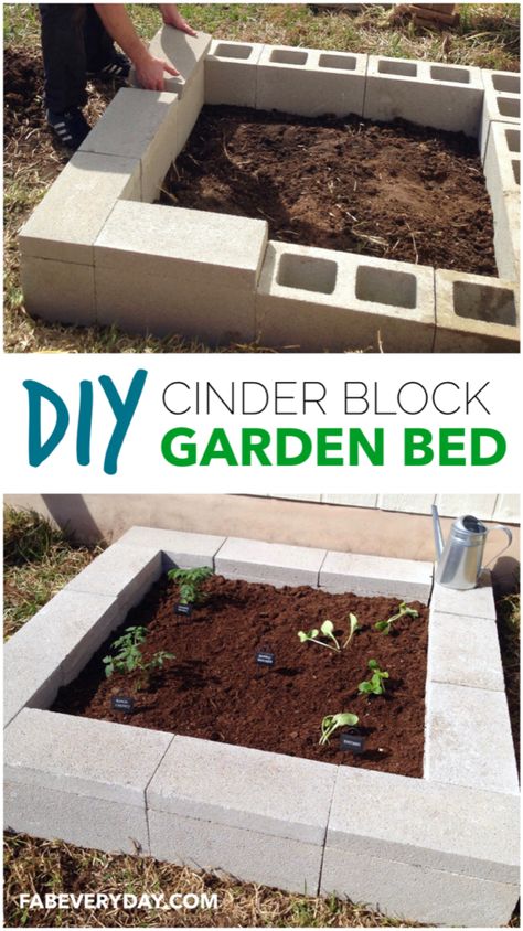 Cinder Block Raised Garden Bed, Cinder Block Raised Garden, Cinder Block Garden Bed, Wooden Raised Garden Bed, Garden Bed Layout, Cinder Block Garden, Diy Garden Bed, Cinder Blocks, Diy Raised Garden