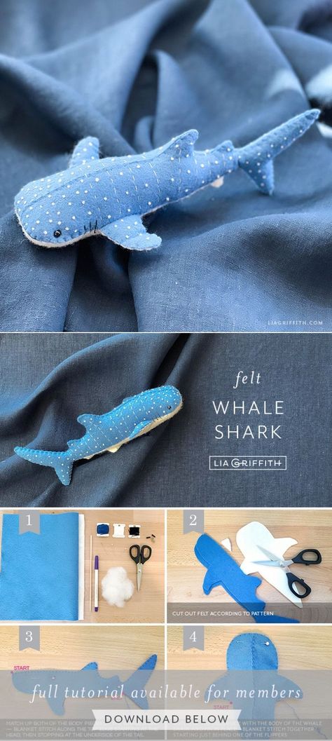 Shark Sewing Pattern, Shark Diy, Felt Whale, Shark Sewing, Hadiah Diy, Sewing Templates, Hand Sewing Projects, Cute Sewing Projects, Animal Sewing Patterns