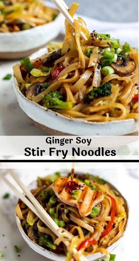 Noodles Soy Sauce, Soy Ginger Sauce, Fry Noodles, Rice Noodles Stir Fry, Fried Rice Noodles, Chinese Vegetables, Mapo Tofu, Chinese Noodles, Stir Fry Noodles