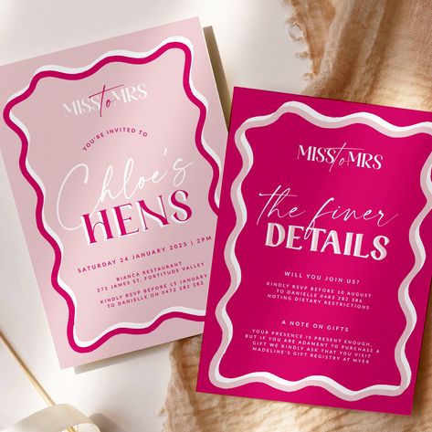 Floral Bachelorette, Hens Party Invitations, Shein Gift Card, Hen Weekend, Desain Buklet, Hens Party, Invitation Pink, Invite Template, Pink Invitations