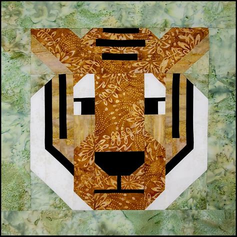 Tiger Quilt, Paper Mosaic, Kids Quilts, Barn Quilt Patterns, Mosaic Ideas, Tiger Face, Sewing Class, Barn Quilt, Quilted Wall Hangings