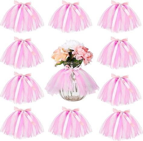 Amazon.com: 12 Pieces Mini Tutu Table Skirt Wine Bottle Cover Tutu Skirt Tulle Tutu Table Skirt Decor Tutu Garland Tulle Table Centerpieces for Wedding Baby Shower Cake Dessert Birthday Party (Pink and White) : Home & Kitchen Dessert Birthday Party, Table Centerpieces For Wedding, Tulle Garland, Tutu Diy, Tulle Balloons, Tutu Table Skirt, Dessert Birthday, Tutu Table, Centerpieces For Wedding