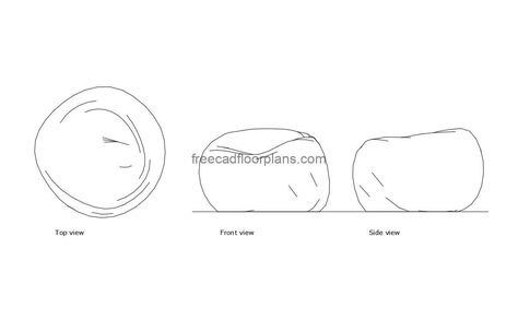 Bean Bag - Free CAD Drawings Bean Bag Chair Drawing, Bean Bag Drawing, Bin Bag Chair, Autocad Free, Pool Houses Plans, Round House Plans, House Plans Design, Floor Plans House, Human Dimension