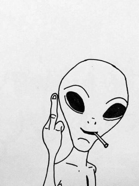 🖕 Pothead Drawings, Trippy Drawing Ideas, Alien Drawings, Trippy Drawings, Alien Tattoo, Soyut Sanat Tabloları, Funny Drawings, Trippy Art, Cool Art Drawings