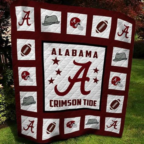 Alabama Quilt, Football Quilt, Sports Quilts, Alabama Crimson Tide Football, Crimson Tide Football, Alabama Football, Roll Tide, Alabama Crimson, Crimson Tide