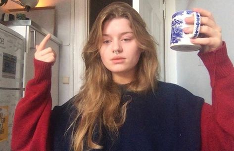 girl in red Girl In Red, Long Hair, A Woman, Coffee, Red, Hair