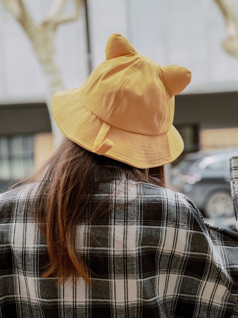 bucket hat with ears - Google Search Hats For Cats, Cat Ears And Tail, Cute Cat Ears, Panda Animal, Hat With Ears, Fisherman's Hat, Hip Hop Cap, Cartoon Panda, Fashion Enthusiast