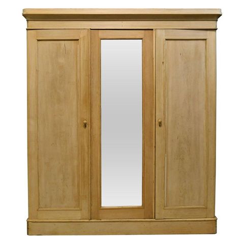 Edwardian Wardrobe, Cottage Wardrobe, Pintu Interior, Three Door Wardrobe, Pine Wardrobe, Almirah Designs, Mirrored Armoire, Mirrored Door, Antique Wardrobe