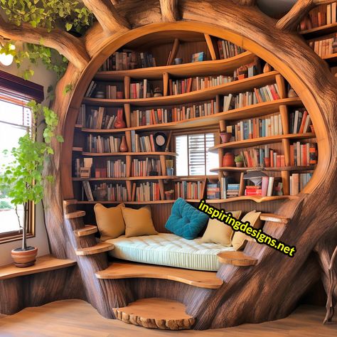 These Oversized Wooden Reading Nooks Make Every Story An Immersive Adventure – Inspiring Designs Library Room, Home Library Design, Reading Nooks, Hobbit House, Dream House Interior, Home Library, Dream Rooms, Book Nooks, Dream House Decor